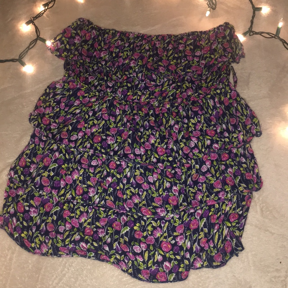 F21 Floral Strapless Top